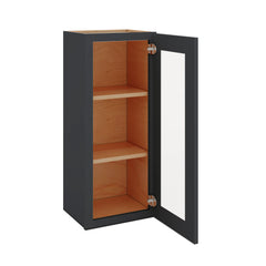 Modernform Cabinet Onyx Black Shaker 15" W X 36" H X 12" D Single Glass Door Wall Cabinet