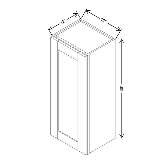 Modernform Cabinet Onyx Black Shaker 15" W X 36" H X 12" D Single Door Wall Cabinet