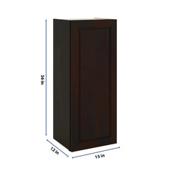 J&K Espresso K8 Single Door Wall Cabinet - 15" W x 36" H