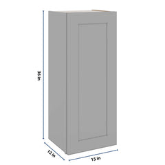 J&K Castle Grey S5 Single Door Wall Cabinet - 15" W x 36" H