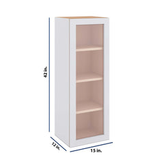 Modernform Cabinet Matte White 15" W X 42" H X 12" D Single Glass Door Wall Cabinet