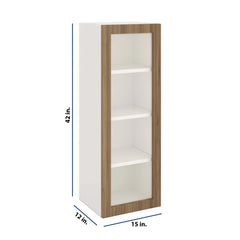 Modernform Cabinet Walnut 15" W X 42" H X 12" D Single Glass Door Wall Cabinet