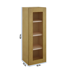 Modernform Cabinet Natural Shaker 15" W X 42" H X 12" D Single Glass Door Wall Cabinet