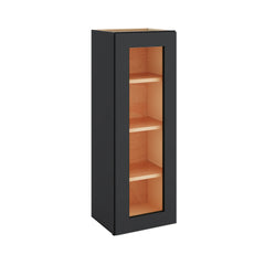 Modernform Cabinet Onyx Black Shaker 15" W X 42" H X 12" D Single Glass Door Wall Cabinet