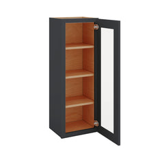 Modernform Cabinet Onyx Black Shaker 15" W X 42" H X 12" D Single Glass Door Wall Cabinet