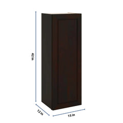 J&K Espresso K8 Single Door Wall Cabinet - 15" W x 42" H