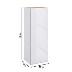 Modernform Cabinet Gloss White 15" W X 42" H X 12" D Single Door Wall Cabinet