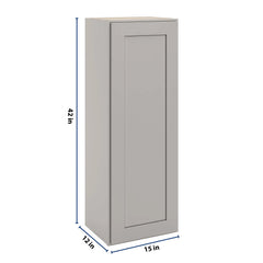 CNC Luxor Misty Grey 15" W X 42" H Single Door Wall Cabinet