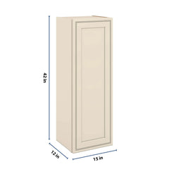 J&K Pearl Glazed H9 Single Door Wall Cabinet - 15" W x 42" H