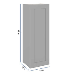 J&K Castle Grey S5 Single Door Wall Cabinet - 15" W x 42" H
