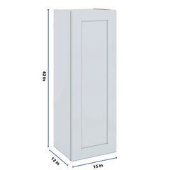 J&K White Shaker S8 Single Door Wall Cabinet - 15" W x 42" H