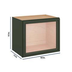 Modernform Cabinet Slim Sage Green 18" W X 15" H X 12" D Single Glass Door Wall Cabinet