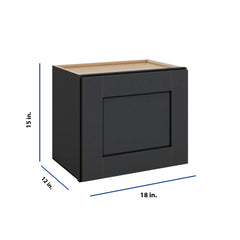 Modernform Cabinet Onyx Black Shaker 18" W X 15" H X 12" D Single Door Wall Cabinet
