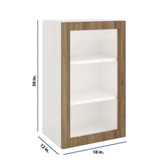 Modernform Cabinet Walnut 18" W X 30" H X 12" D Single Glass Door Wall Cabinet