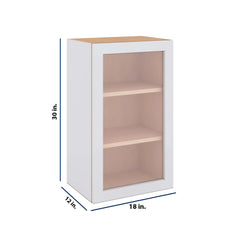 Modernform Cabinet Matte White 18" W X 30" H X 12" D Single Glass Door Wall Cabinet