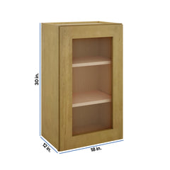 Modernform Cabinet Natural Shaker 18" W X 30" H X 12" D Single Glass Door Wall Cabinet