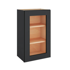 Modernform Cabinet Onyx Black Shaker 18" W X 30" H X 12" D Single Glass Door Wall Cabinet