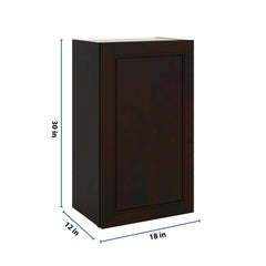 J&K Espresso K8 Single Door Wall Cabinet - 18" W x 30" H