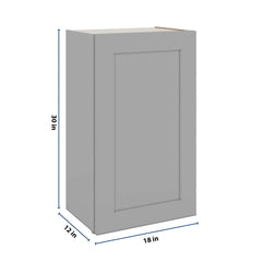 J&K Castle Grey S5 Single Door Wall Cabinet - 18" W x 30" H