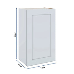 J&K White Shaker S8 Single Door Wall Cabinet - 18" W x 30" H