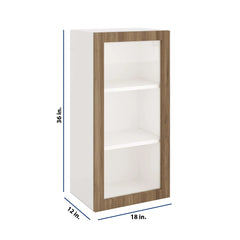 Modernform Cabinet Walnut 18" W X 36" H X 12" D Single Glass Door Wall Cabinet
