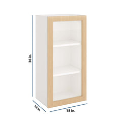 Modernform Cabinet Natural Oak 18" W X 36" H X 12" D Single Glass Door Wall Cabinet