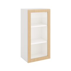 Modernform Cabinet Natural Oak 18" W X 36" H X 12" D Single Glass Door Wall Cabinet