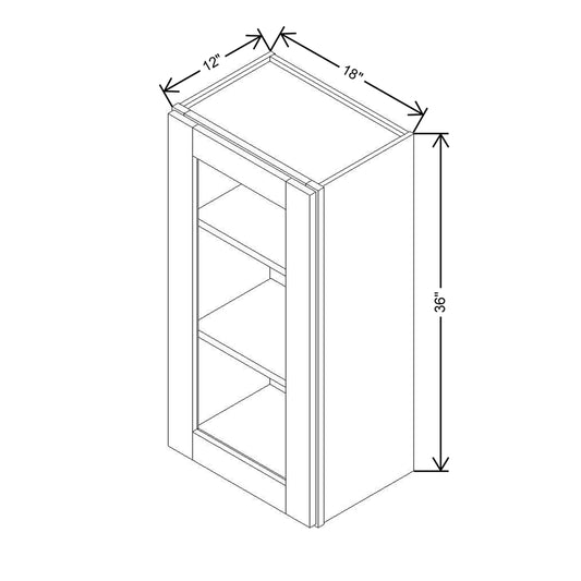 Modernform Cabinet Onyx Black Shaker 18" W X 36" H X 12" D Single Glass Door Wall Cabinet