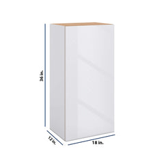 Modernform Cabinet Gloss White 18" W X 36" H X 12" D Single Door Wall Cabinet