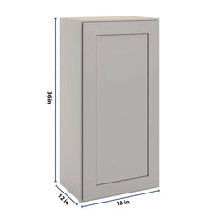 CNC Luxor 5-Piece Misty Grey 18" W X 36" H Single Door Wall Cabinet