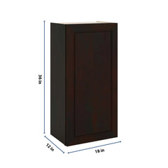 J&K Espresso K8 Single Door Wall Cabinet - 18" W x 36" H