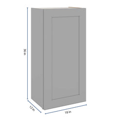 J&K Castle Grey S5 Single Door Wall Cabinet - 18" W x 36" H