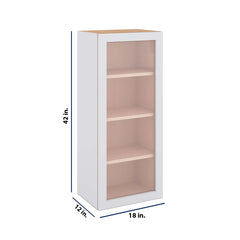 Modernform Cabinet Matte White 18" W X 42" H X 12" D Single Glass Door Wall Cabinet