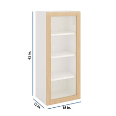Modernform Cabinet Natural Oak 18" W X 42" H X 12" D Single Glass Door Wall Cabinet