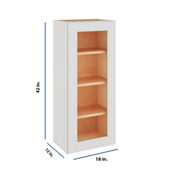 Modernform Cabinet White Shaker 18" W X 42" H X 12" D Single Glass Door Wall Cabinet