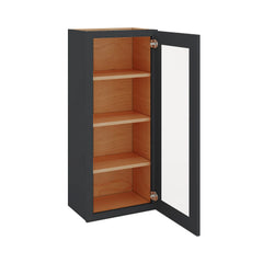 Modernform Cabinet Onyx Black Shaker 18" W X 42" H X 12" D Single Glass Door Wall Cabinet