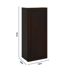 J&K Espresso K8 Single Door Wall Cabinet - 18" W x 42" H