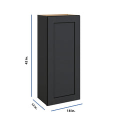Modernform Cabinet Onyx Black Shaker 18" W X 42" H X 12" D Single Door Wall Cabinet