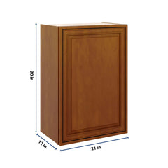 J&K Mocha Glazed K10 Single Door Wall Cabinet - 21" W x 30" H