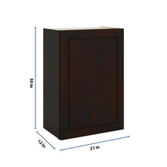 J&K Espresso K8 Single Door Wall Cabinet - 21" W x 30" H