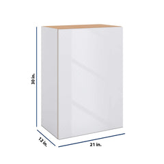 Modernform Cabinet Gloss White 21" W X 30" H X 12" D Single Door Wall Cabinet
