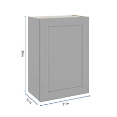 J&K Castle Grey S5 Single Door Wall Cabinet - 21" W x 30" H
