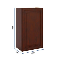 J&K Mahogany J5 Single Door Wall Cabinet - 21" W x 36" H