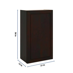 J&K Espresso K8 Single Door Wall Cabinet - 21" W x 36" H