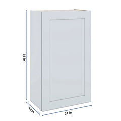 J&K White Shaker S8 Single Door Wall Cabinet - 21" W x 36" H