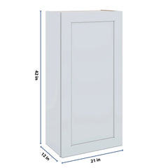 J&K White Shaker S8 Single Door Wall Cabinet - 21" W x 42" H
