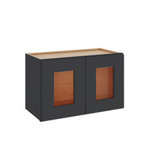 Modernform Cabinet Onyx Black Shaker 24" W X 15" H X 12" D Double Glass Door Wall Cabinet