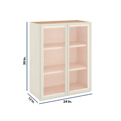 Modernform Cabinet Slim Dove White 24" W X 30" H X 12" D Double Glass Door Wall Cabinet