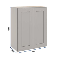 CNC Luxor 5-Piece Misty Grey 24" W X 30" H Double Door Wall Cabinet