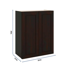 J&K Espresso K8 Double Door Wall Cabinet - 24" W x 30" H